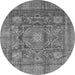 Round Machine Washable Abstract Gray Modern Rug, wshabs4149gry