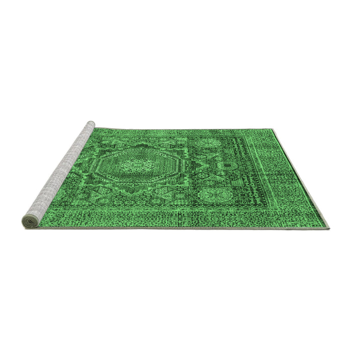 Sideview of Machine Washable Abstract Emerald Green Modern Area Rugs, wshabs4149emgrn