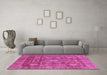 Machine Washable Abstract Pink Modern Rug in a Living Room, wshabs4149pnk