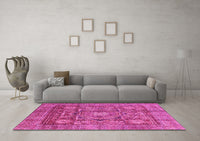 Machine Washable Abstract Pink Modern Rug, wshabs4149pnk