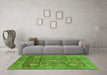 Machine Washable Abstract Green Modern Area Rugs in a Living Room,, wshabs4149grn