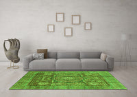 Machine Washable Abstract Green Modern Rug, wshabs4149grn