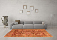 Machine Washable Abstract Orange Modern Rug, wshabs4149org