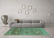 Machine Washable Abstract Turquoise Modern Area Rugs in a Living Room,, wshabs4149turq