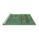 Sideview of Machine Washable Abstract Turquoise Modern Area Rugs, wshabs4149turq