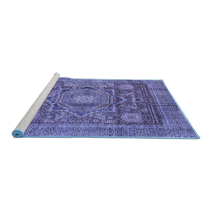 Sideview of Machine Washable Abstract Blue Modern Rug, wshabs4149blu