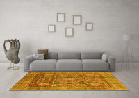 Machine Washable Abstract Yellow Modern Rug, wshabs4149yw