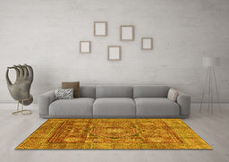 Machine Washable Abstract Yellow Modern Rug in a Living Room, wshabs4149yw