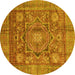 Round Machine Washable Abstract Yellow Modern Rug, wshabs4149yw