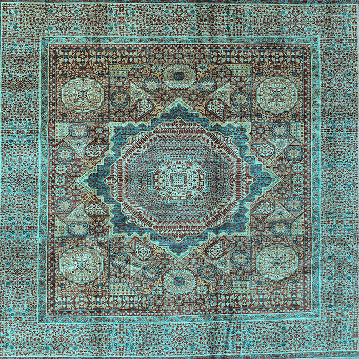 Square Machine Washable Abstract Light Blue Modern Rug, wshabs4149lblu
