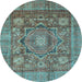 Round Abstract Light Blue Modern Rug, abs4149lblu