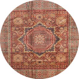 Round Abstract Red Modern Rug, abs4149