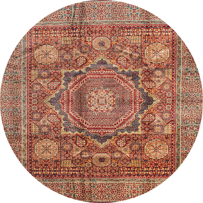 Round Abstract Red Modern Rug, abs4149