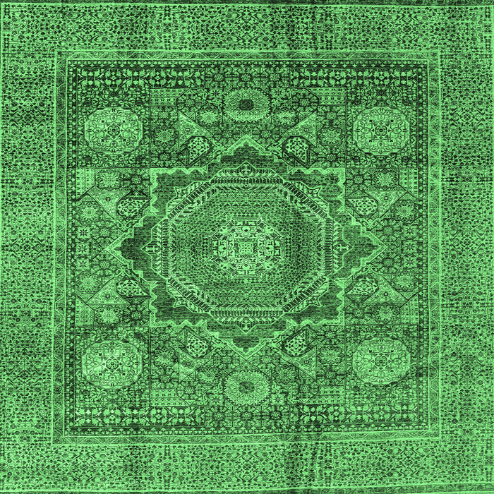 Square Abstract Emerald Green Modern Rug, abs4149emgrn