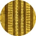 Round Machine Washable Abstract Yellow Modern Rug, wshabs414yw