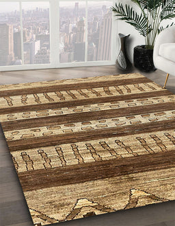 Abstract Saddle Brown Modern Rug in Family Room, abs414