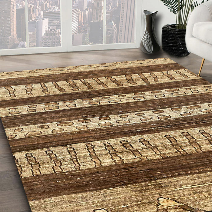 Machine Washable Abstract Saddle Brown Rug in a Family Room, wshabs414