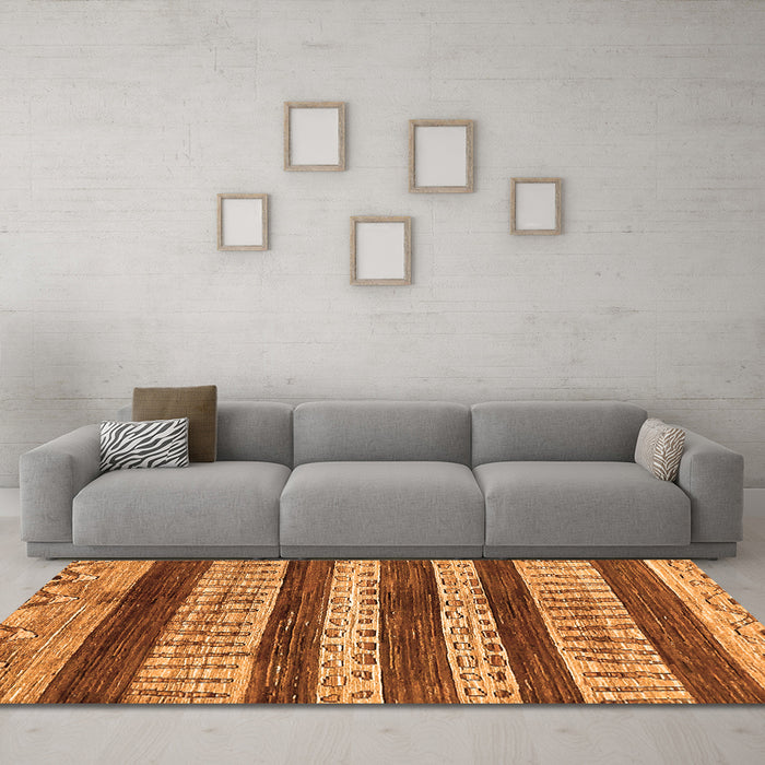 Machine Washable Abstract Orange Modern Area Rugs in a Living Room, wshabs414org