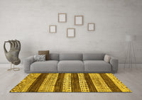 Machine Washable Abstract Yellow Modern Rug, wshabs414yw