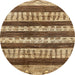 Round Machine Washable Abstract Saddle Brown Rug, wshabs414