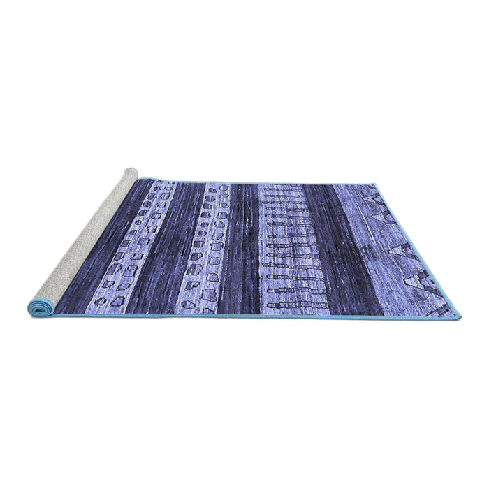 Sideview of Machine Washable Abstract Blue Modern Rug, wshabs414blu