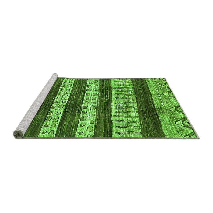 Sideview of Machine Washable Abstract Green Modern Area Rugs, wshabs414grn