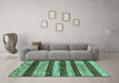 Machine Washable Abstract Turquoise Modern Area Rugs in a Living Room,, wshabs414turq