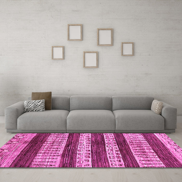Machine Washable Abstract Pink Modern Rug in a Living Room, wshabs414pnk