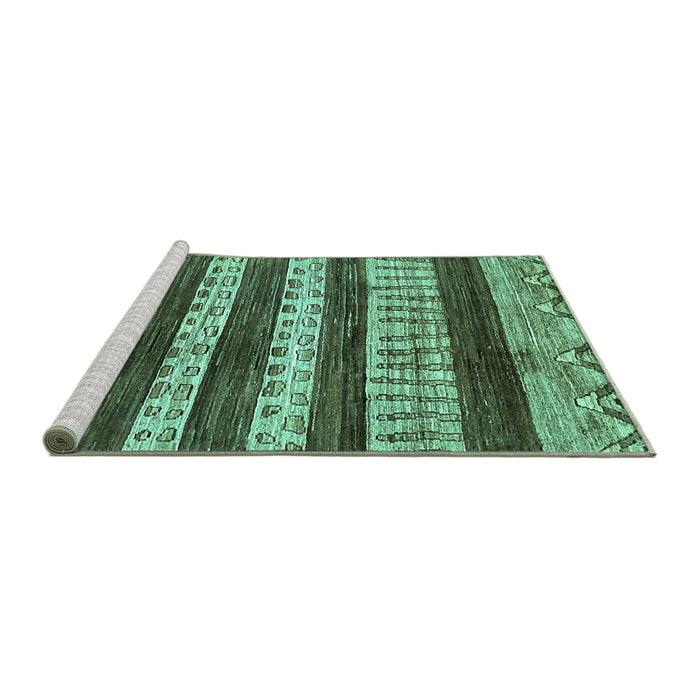 Sideview of Machine Washable Abstract Turquoise Modern Area Rugs, wshabs414turq