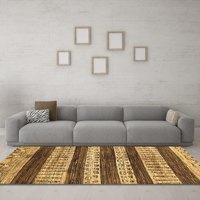 Machine Washable Abstract Brown Modern Rug in a Living Room,, wshabs414brn
