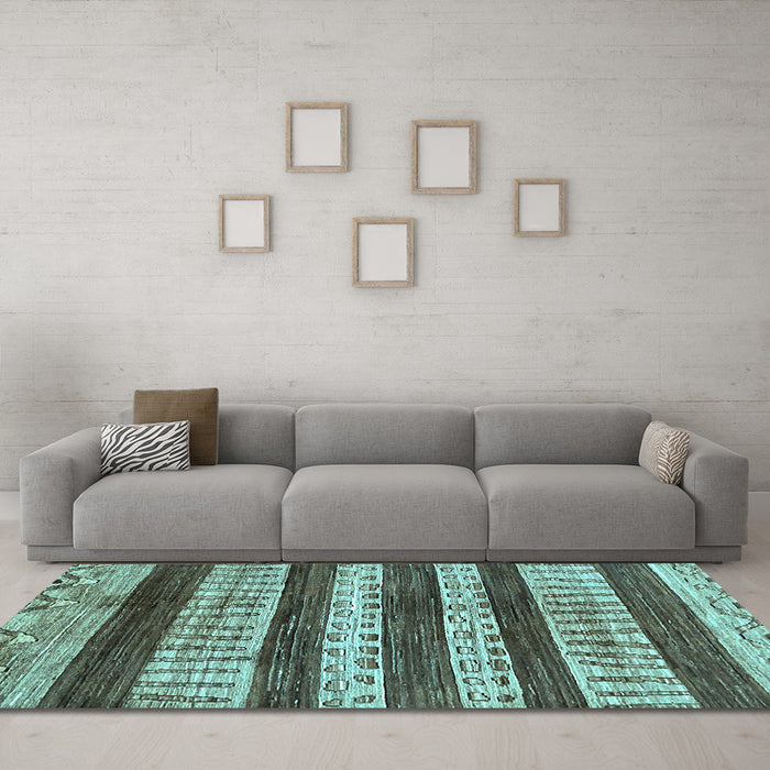 Machine Washable Abstract Light Blue Modern Rug in a Living Room, wshabs414lblu