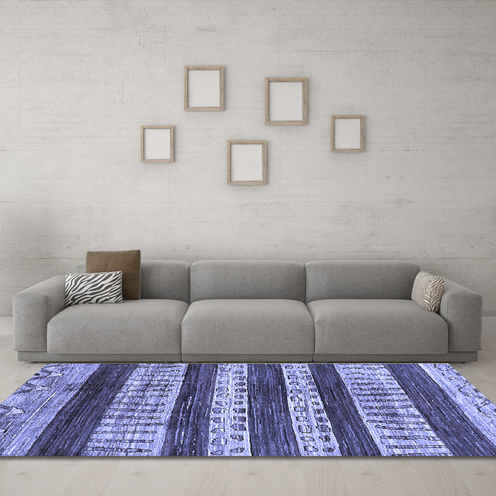 Machine Washable Abstract Blue Modern Rug in a Living Room, wshabs414blu