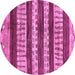 Round Machine Washable Abstract Pink Modern Rug, wshabs414pnk