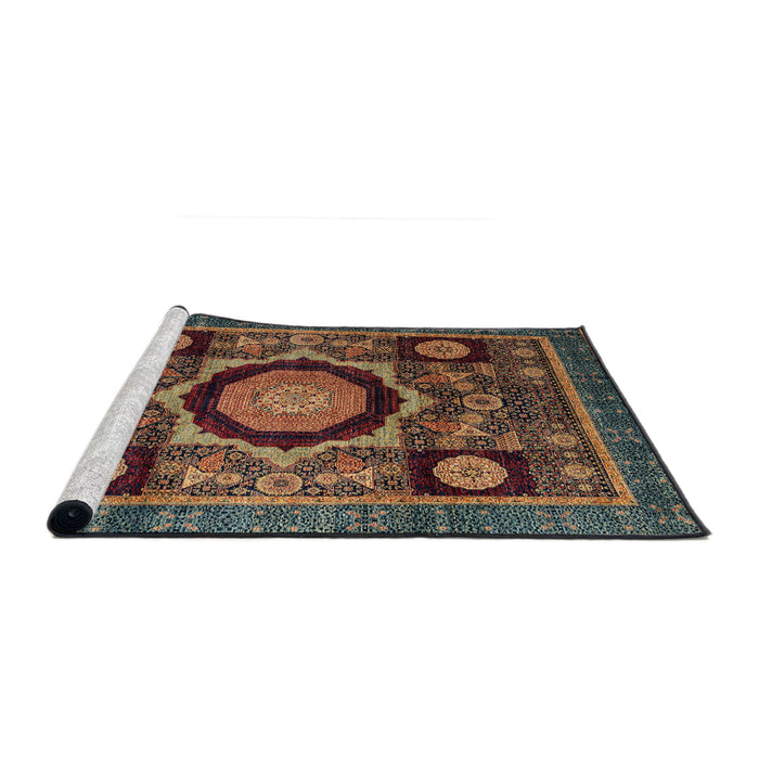 Sideview of Machine Washable Abstract Night Red Rug, wshabs4150