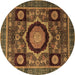 Round Abstract Brown Modern Rug, abs4150brn