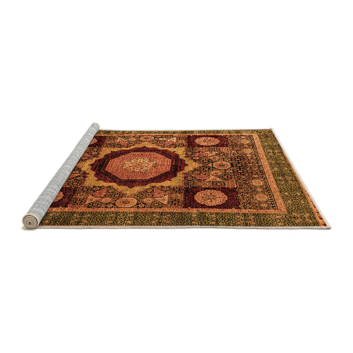 Sideview of Machine Washable Abstract Orange Modern Area Rugs, wshabs4150org