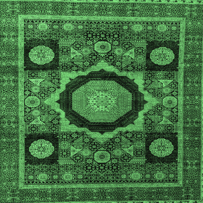 Square Abstract Emerald Green Modern Rug, abs4150emgrn