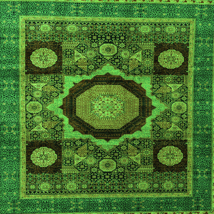 Square Machine Washable Abstract Green Modern Area Rugs, wshabs4150grn
