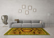 Machine Washable Abstract Yellow Modern Rug in a Living Room, wshabs4150yw