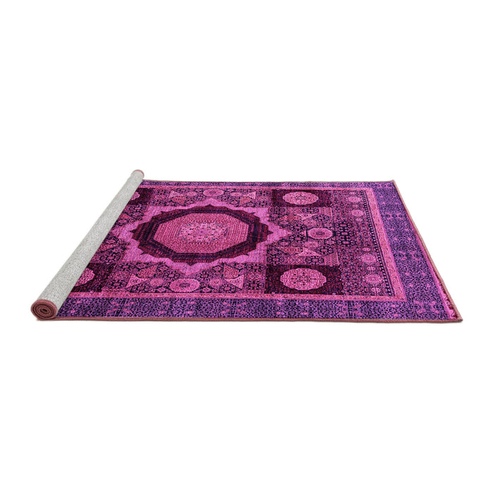 Sideview of Machine Washable Abstract Pink Modern Rug, wshabs4150pnk