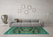 Machine Washable Abstract Turquoise Modern Area Rugs in a Living Room,, wshabs4150turq