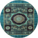 Round Machine Washable Abstract Light Blue Modern Rug, wshabs4150lblu