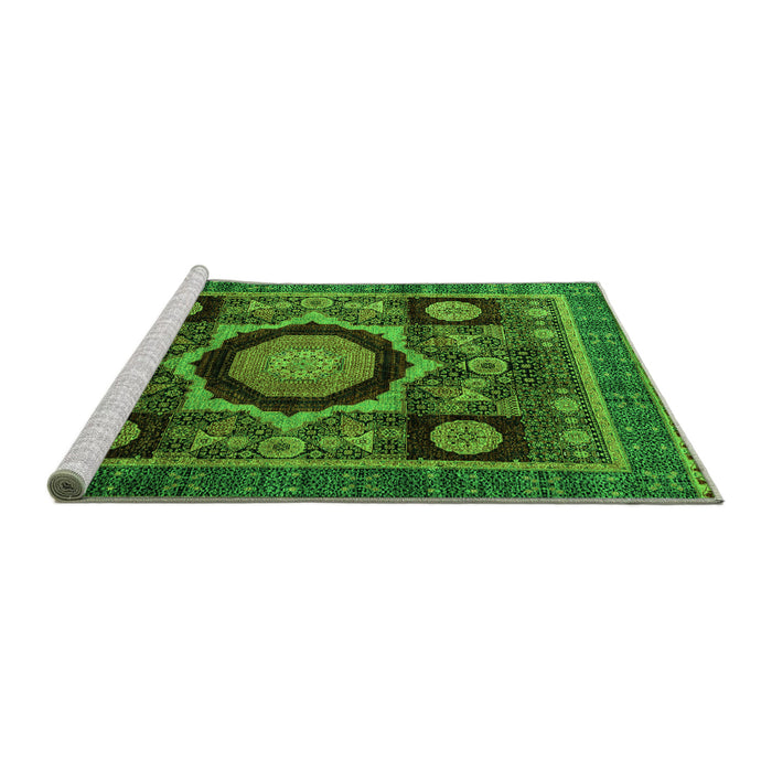 Sideview of Machine Washable Abstract Green Modern Area Rugs, wshabs4150grn