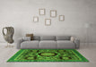 Machine Washable Abstract Green Modern Area Rugs in a Living Room,, wshabs4150grn