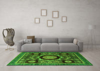 Machine Washable Abstract Green Modern Rug, wshabs4150grn