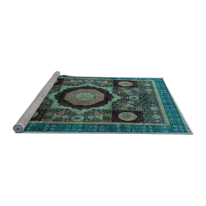 Sideview of Machine Washable Abstract Light Blue Modern Rug, wshabs4150lblu