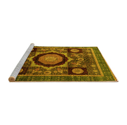 Sideview of Machine Washable Abstract Yellow Modern Rug, wshabs4150yw