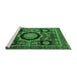 Sideview of Machine Washable Abstract Emerald Green Modern Area Rugs, wshabs4150emgrn