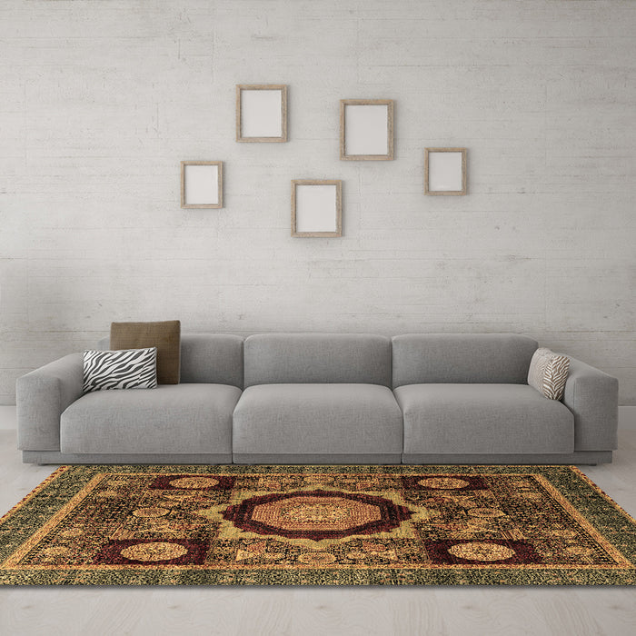 Machine Washable Abstract Brown Modern Rug in a Living Room,, wshabs4150brn
