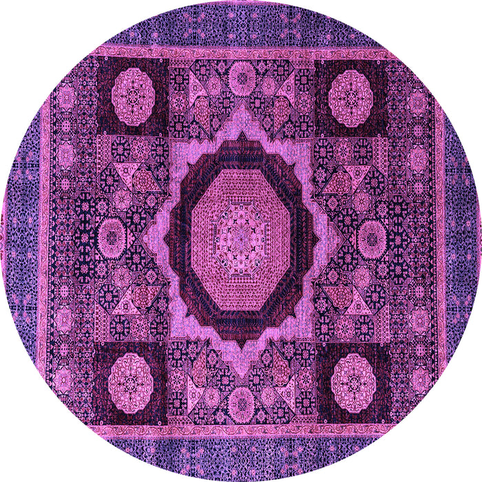 Round Machine Washable Abstract Purple Modern Area Rugs, wshabs4150pur